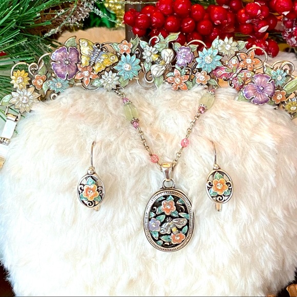 Brighton FLUTTER FANTASY Butterfly Flower BeeNecklace Bracelet Earrings RARE - Picture 3 of 17